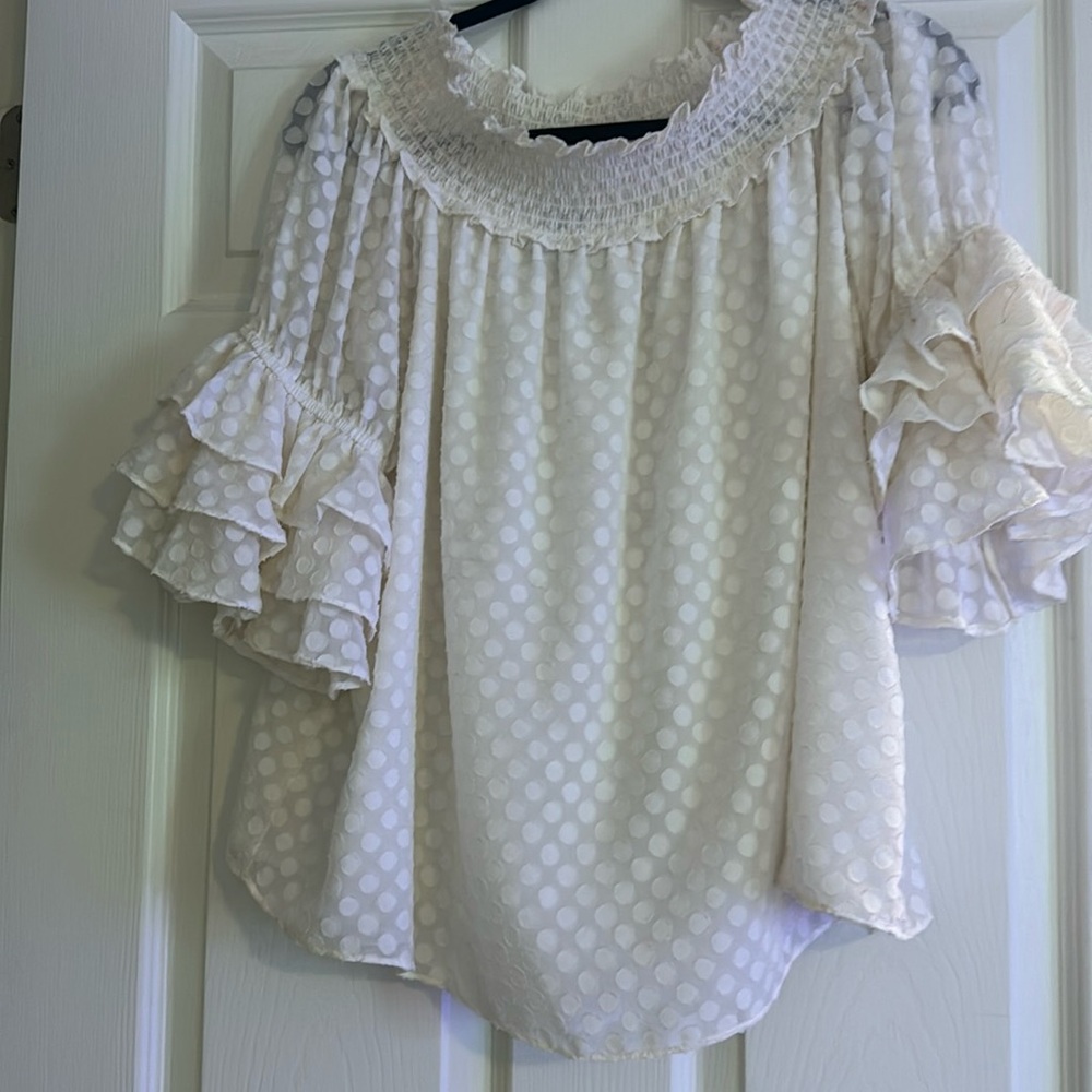 CeCe  ruffled off shoulder top